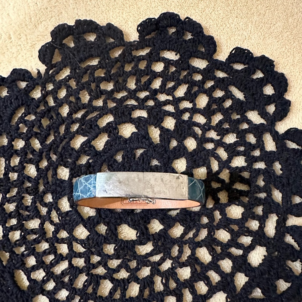 Coach leather bracelet with silver detail and clasp